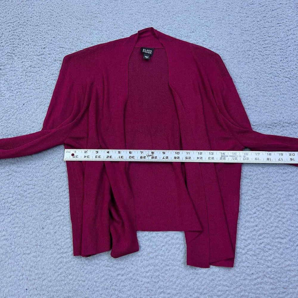 Eileen Fisher Women's M Red Cardigan‎ Wrap Long Sleeve Open Knit Sweater Layer - Picture 4 of 9